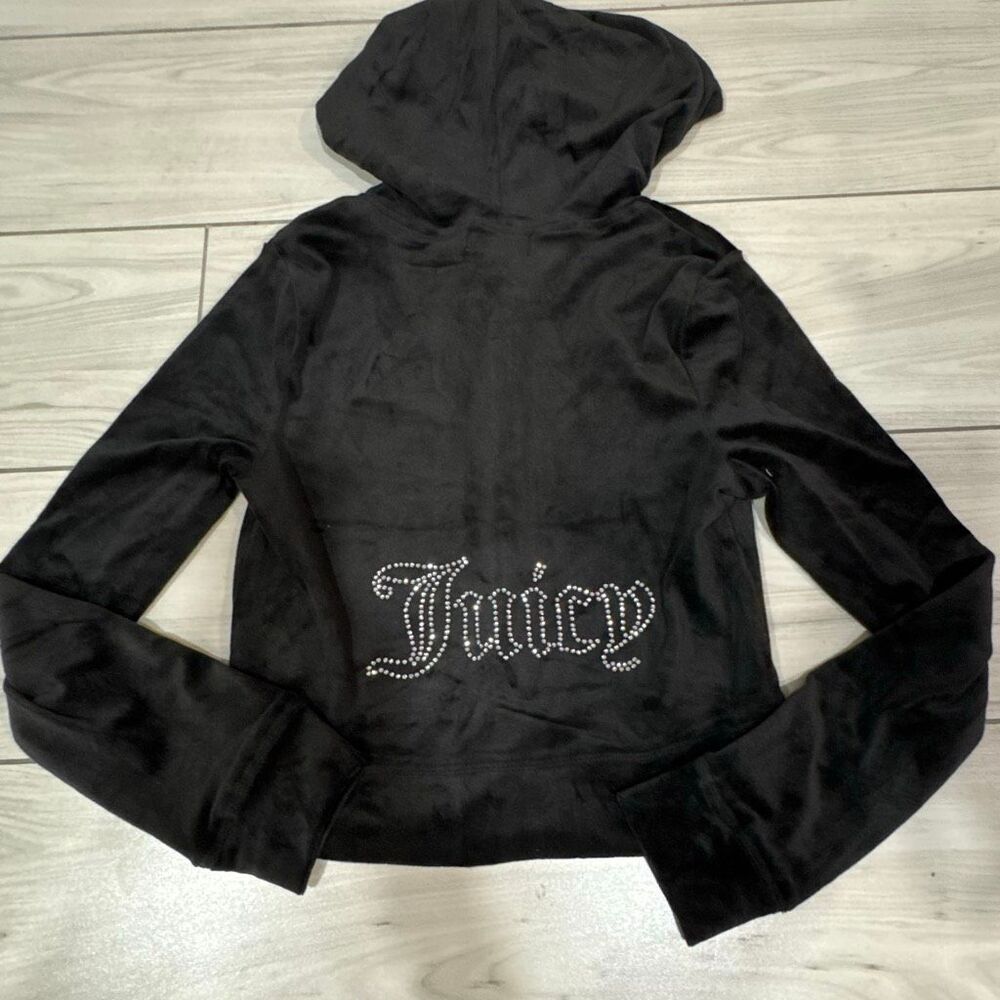 NWT Juicy Couture OG Bling‎ Velour Zip-Up Hoodie in black size small